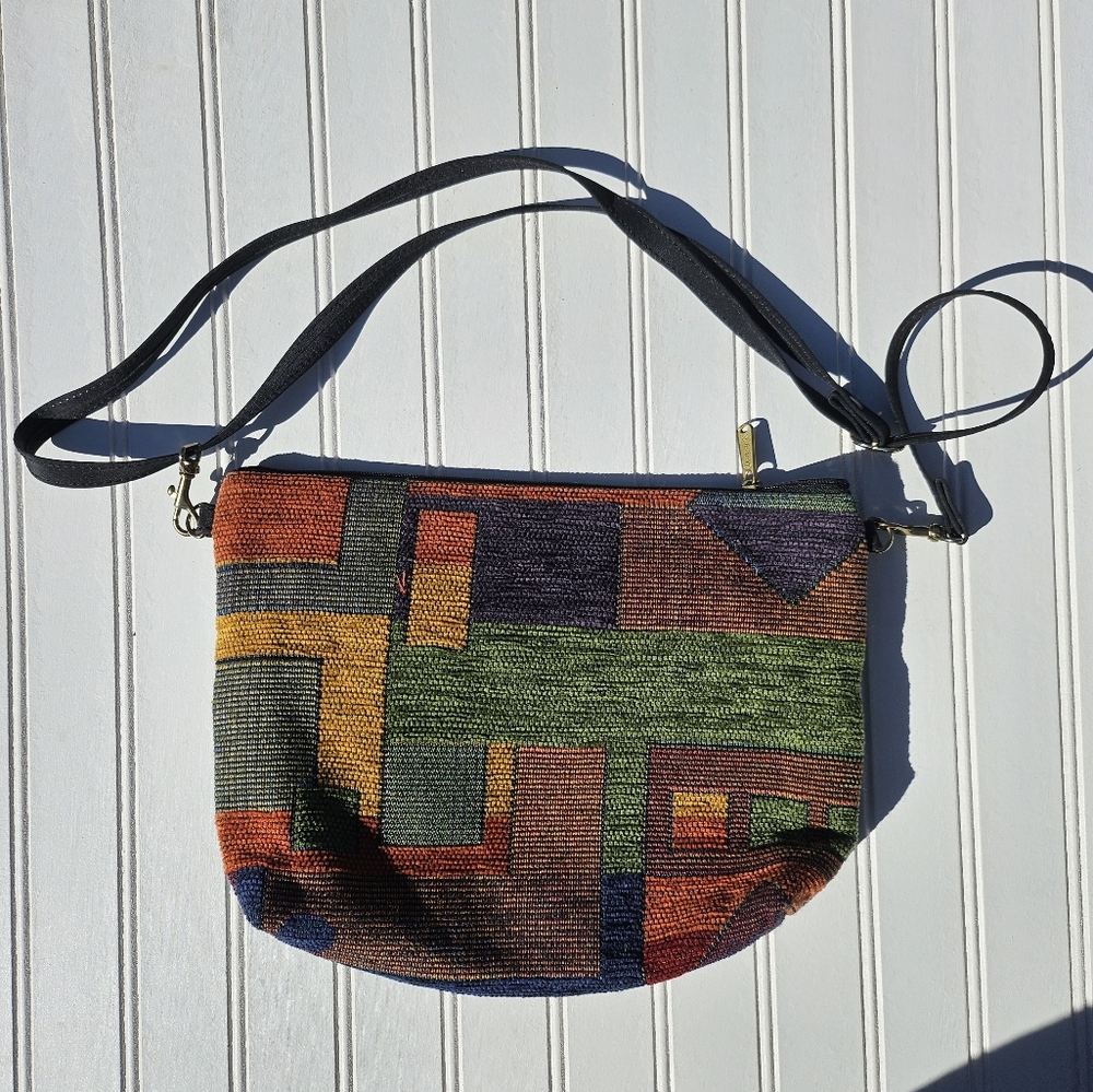 Danny K. Beverly Hills Tapestry Crossbody Bag Made in USA Geometric Boho